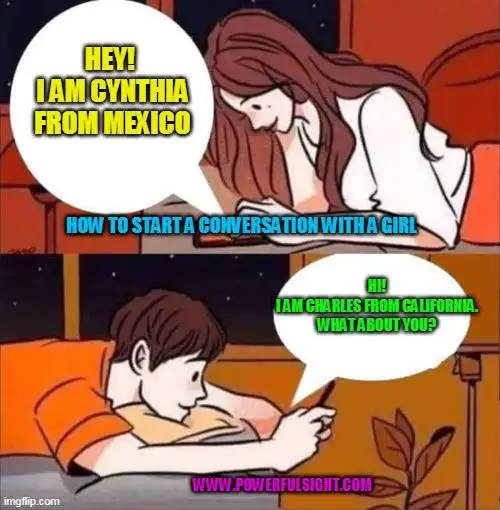 Example of how to start a conversation with a girl online