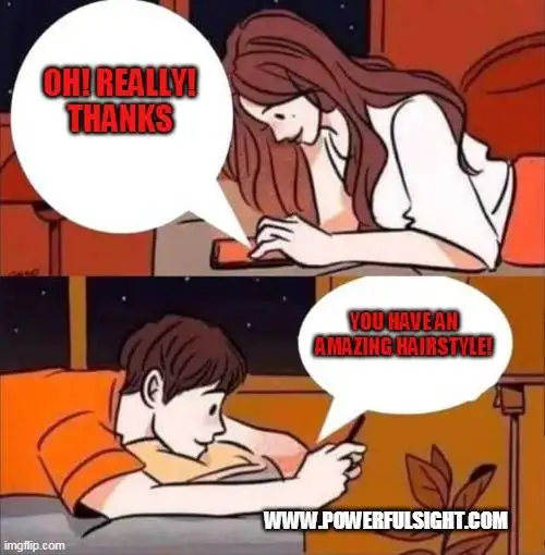 A guy complimenting a girl over the text