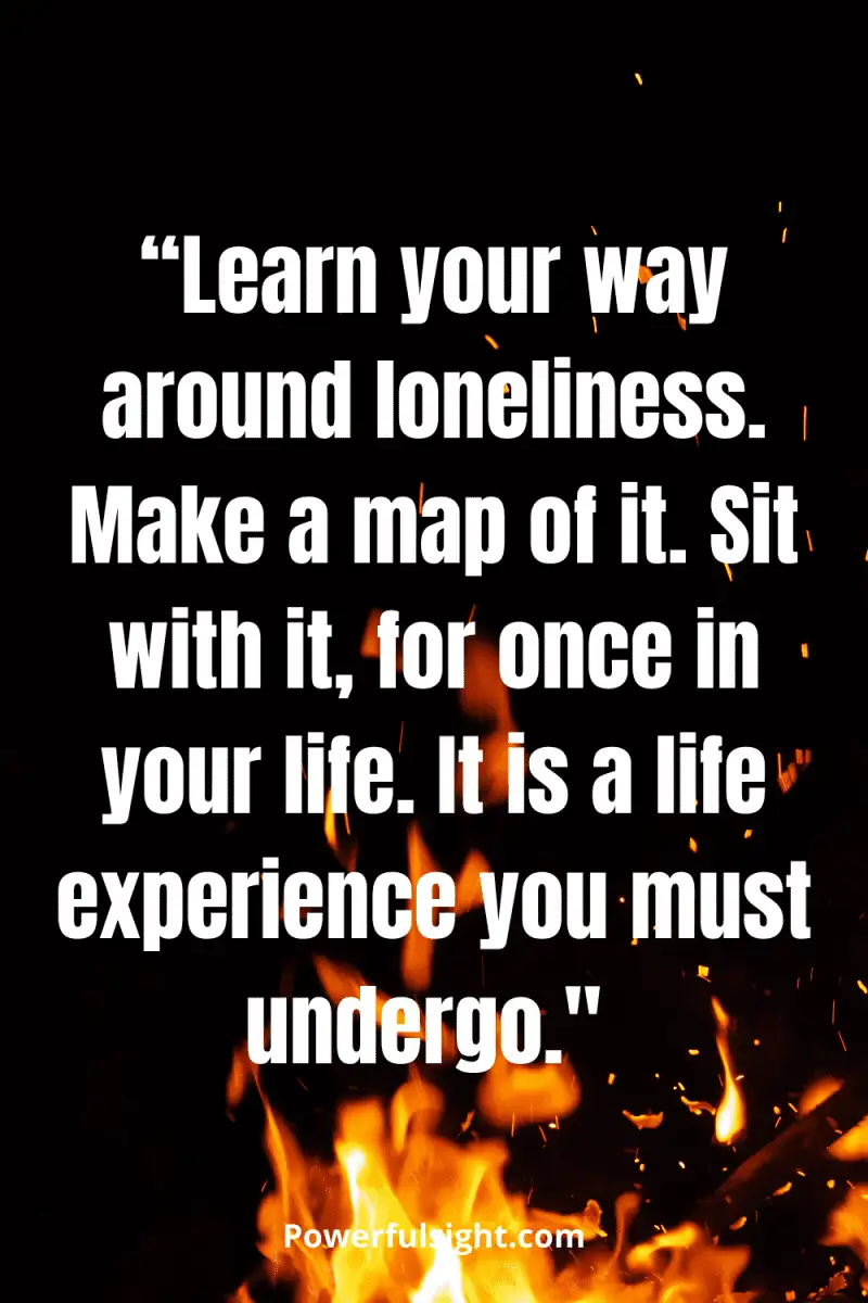 “Learn your way around loneliness. Make a map of it. Sit with it, for once in your life. It is a life experience you must undergo."