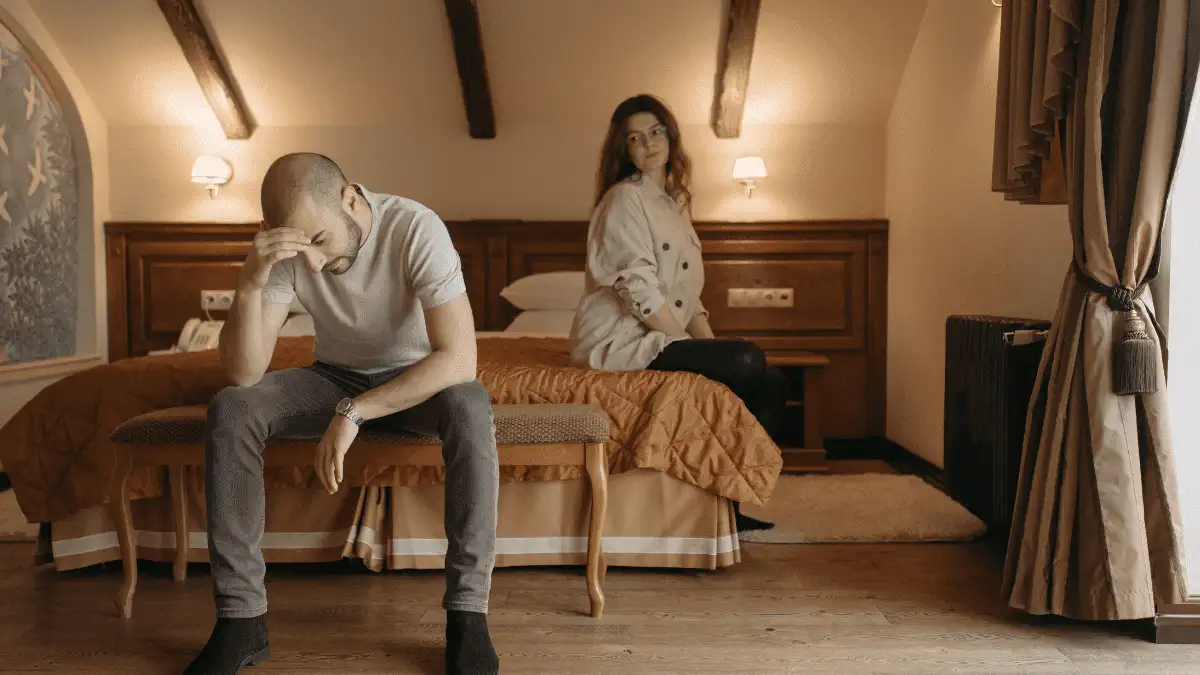 A man avoiding his wife