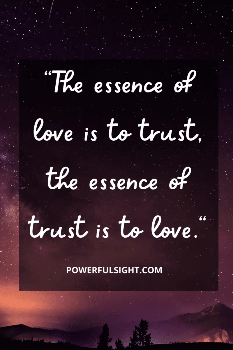 "The essence of love is to trust, the essence of trust is to love."