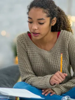 A girl studying
