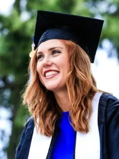 woman wearing academic gown