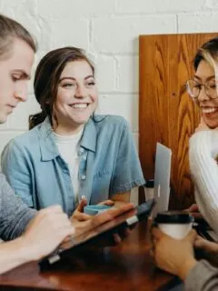 A group of friends at a coffee shop
